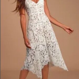 Lulu's White Asymmetrical High-Low Midi Dress